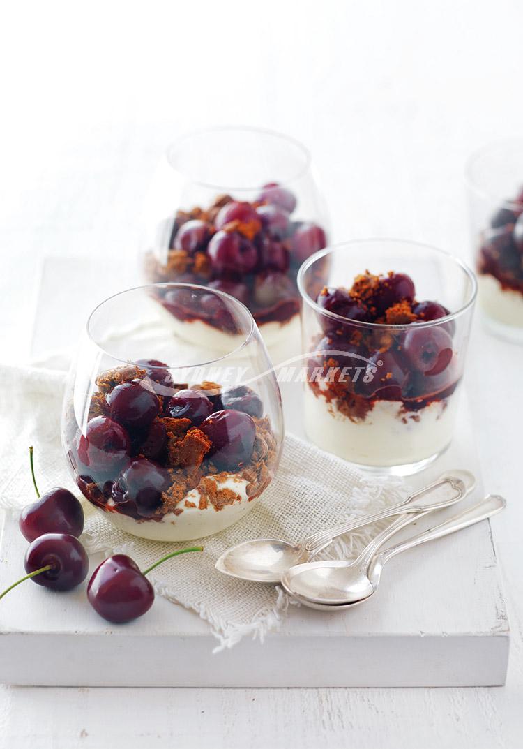 Cherry, Tim Tam & Kahlua trifles