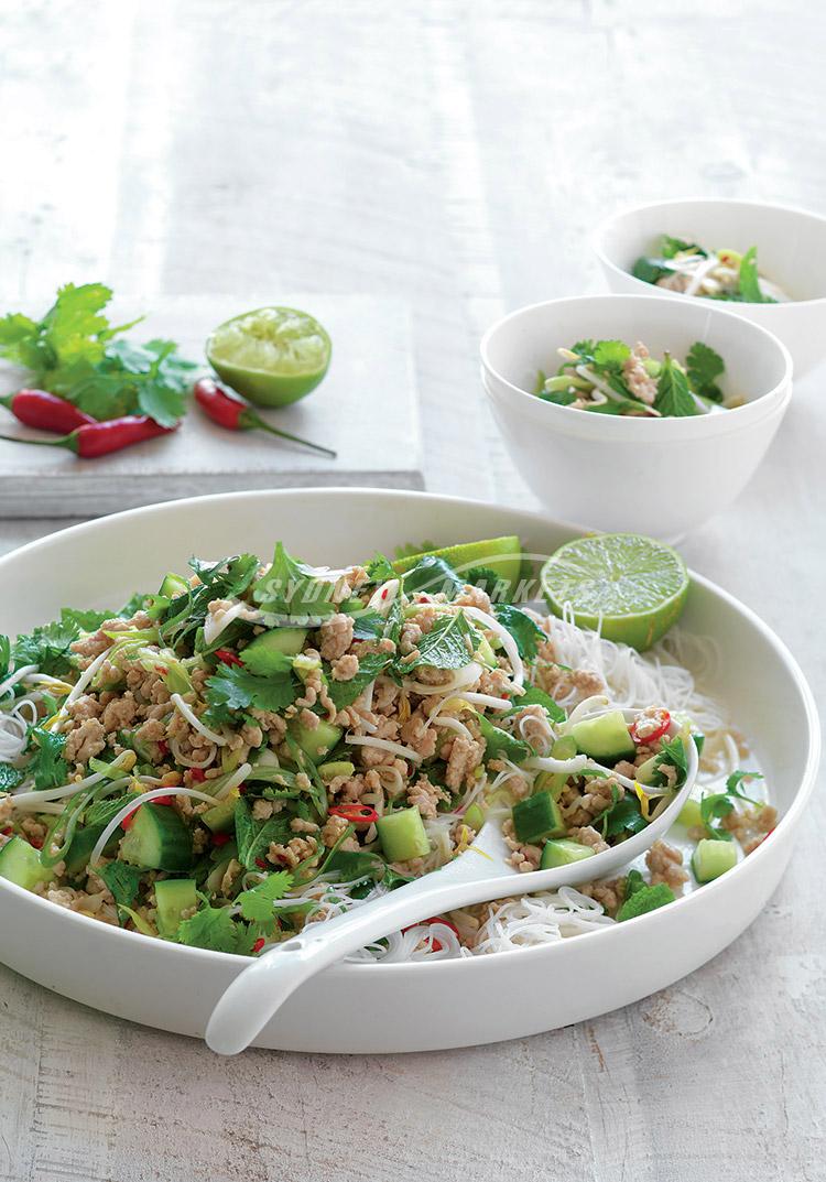 Coriander, mint & lime chicken noodle salad