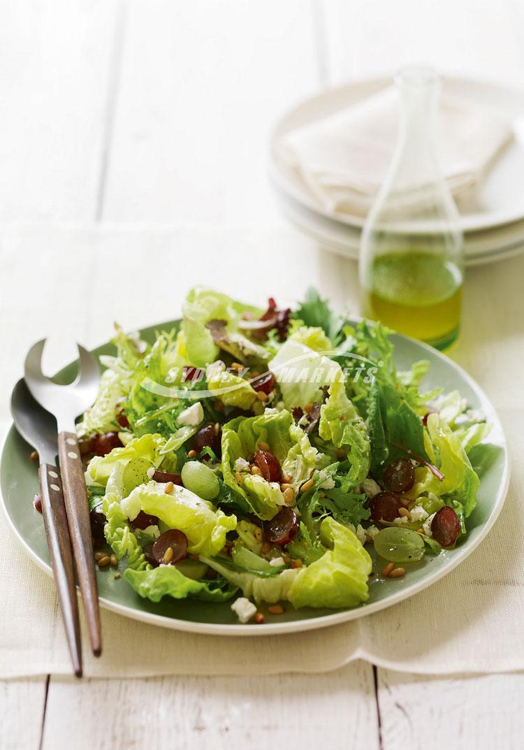Grape, leafy greens & pine nut salad