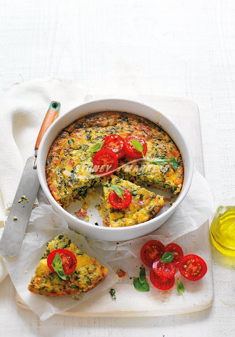 Kale, leg ham & haloumi frittata