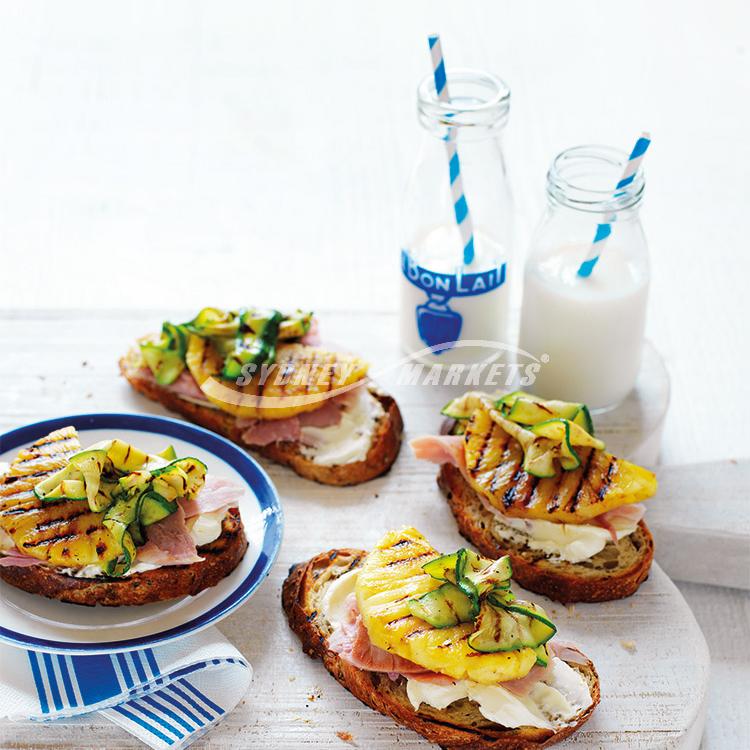 Pineapple, leg ham & zucchini bruschetta