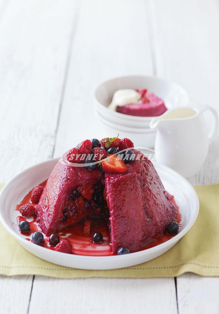 Summer berry pudding